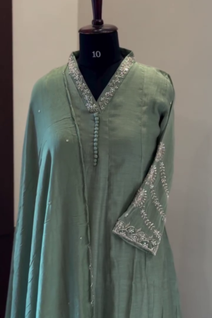 Silk Embroidered Kurta Set with Duptta for Women