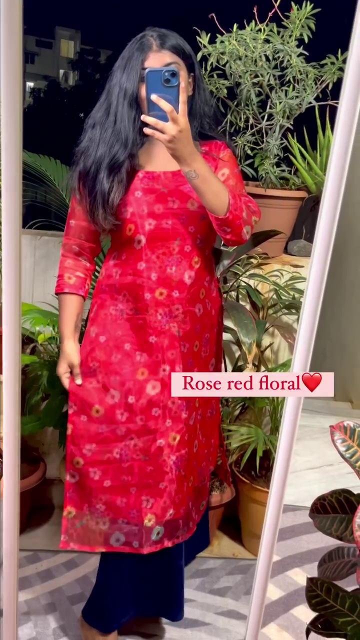 Women's Kurta Pant Set with Embroidered Organza Dupatta - Image 5