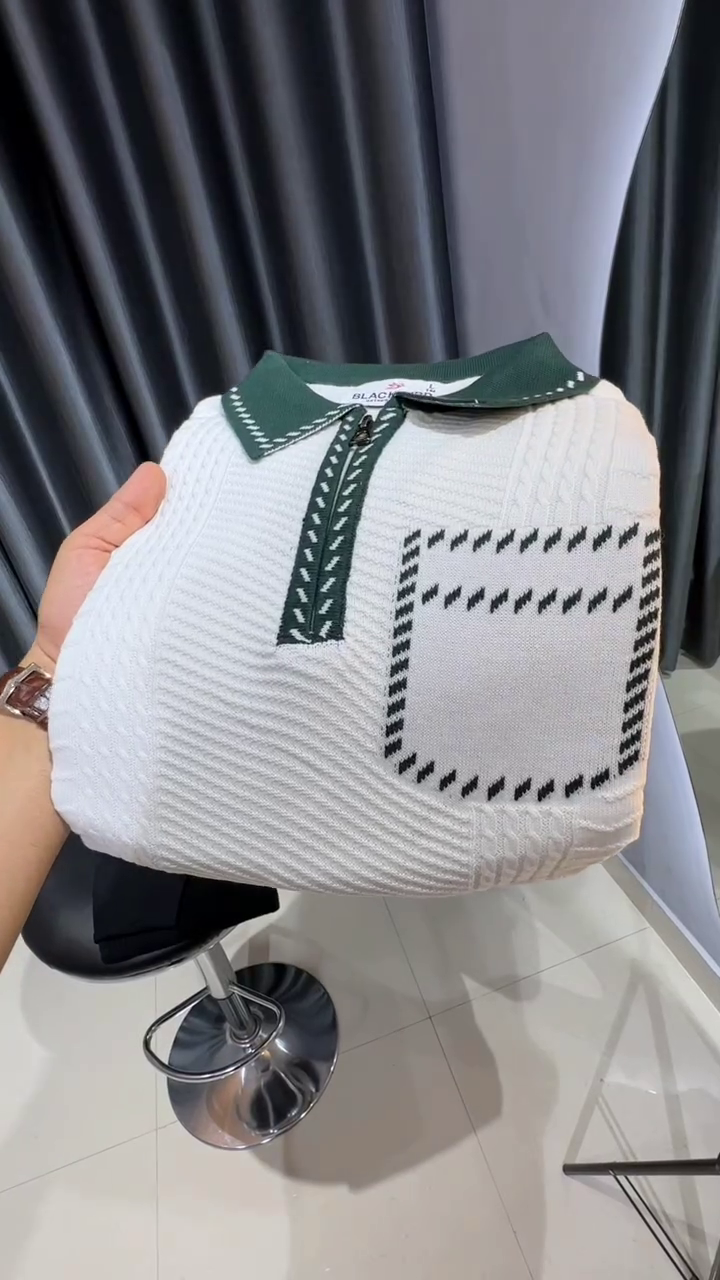 Try This Printed Polo Neck Fullsleeve T-Shirt, Long Sleeve Tshirt Classic Zip Collared Polo Shirt Fashion Casual Shirts - Image 9