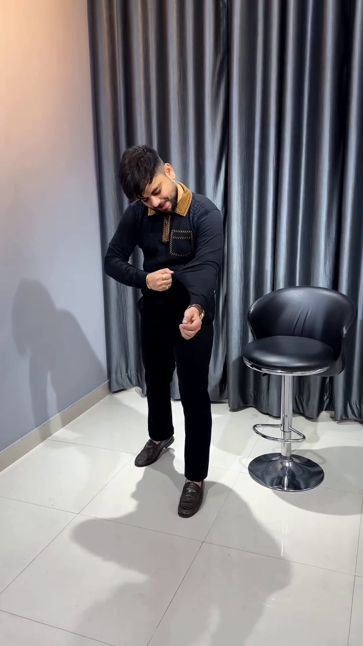 Try This Printed Polo Neck Fullsleeve T-Shirt, Long Sleeve Tshirt Classic Zip Collared Polo Shirt Fashion Casual Shirts - Image 7