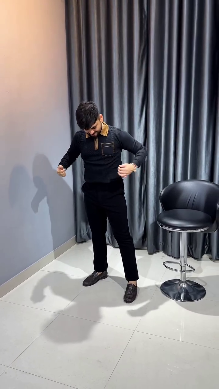 Try This Printed Polo Neck Fullsleeve T-Shirt, Long Sleeve Tshirt Classic Zip Collared Polo Shirt Fashion Casual Shirts - Image 5